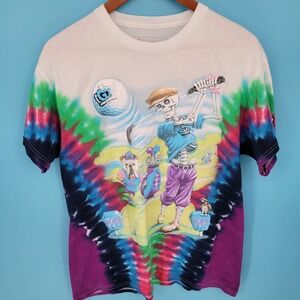 Glory Days 704 charlotte Golf Skeleton T-Shirt Large Tie Dye Grateful Dead Style
